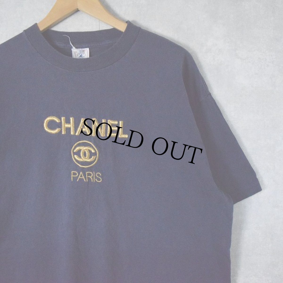 画像1: 90's ブート CHANEL USA製 ロゴ刺繍Tシャツ XL (1)