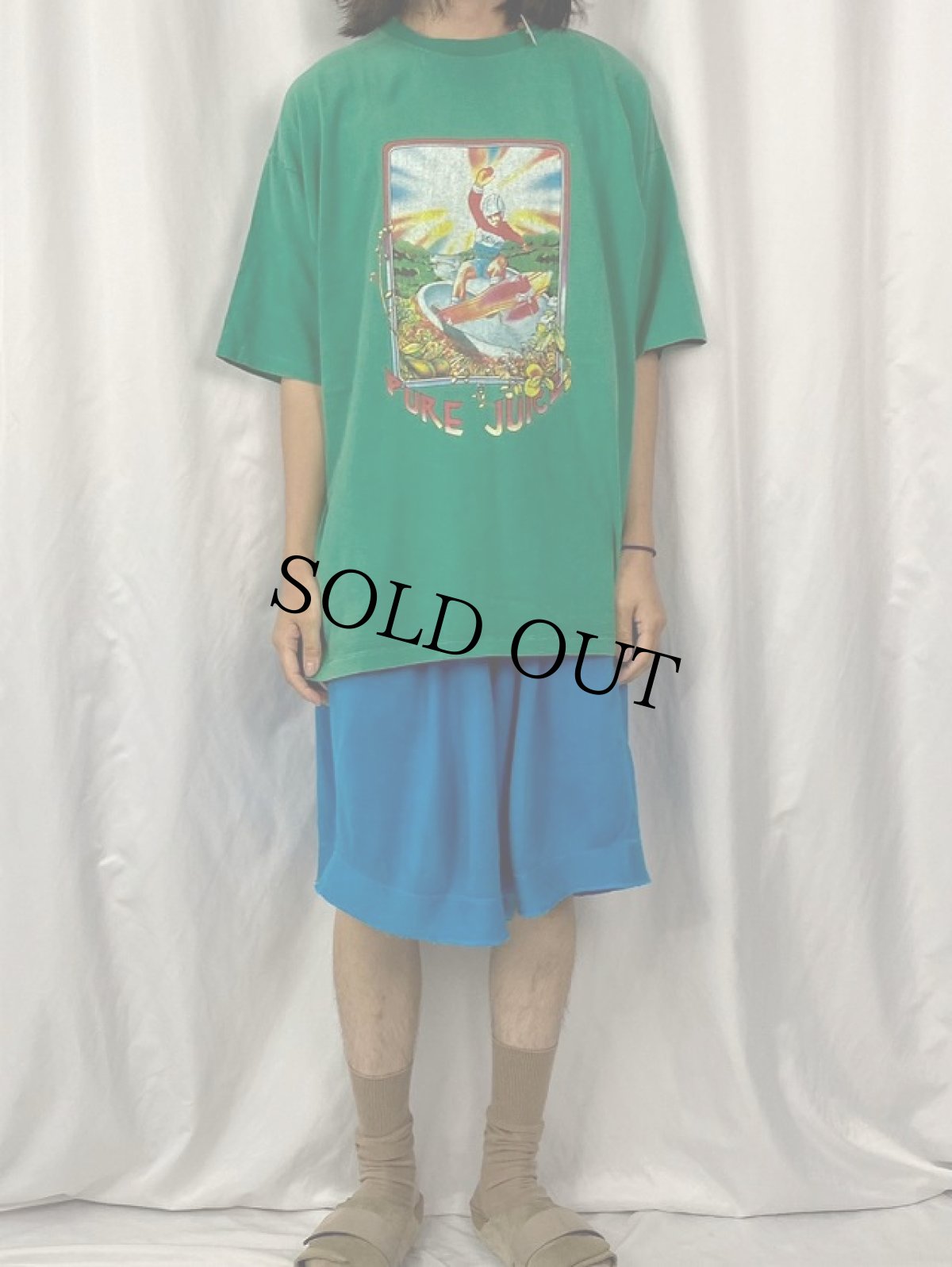 画像2: 90's SIMS "PURE JUICE" スケートボードイラストプリントTシャツ (2)