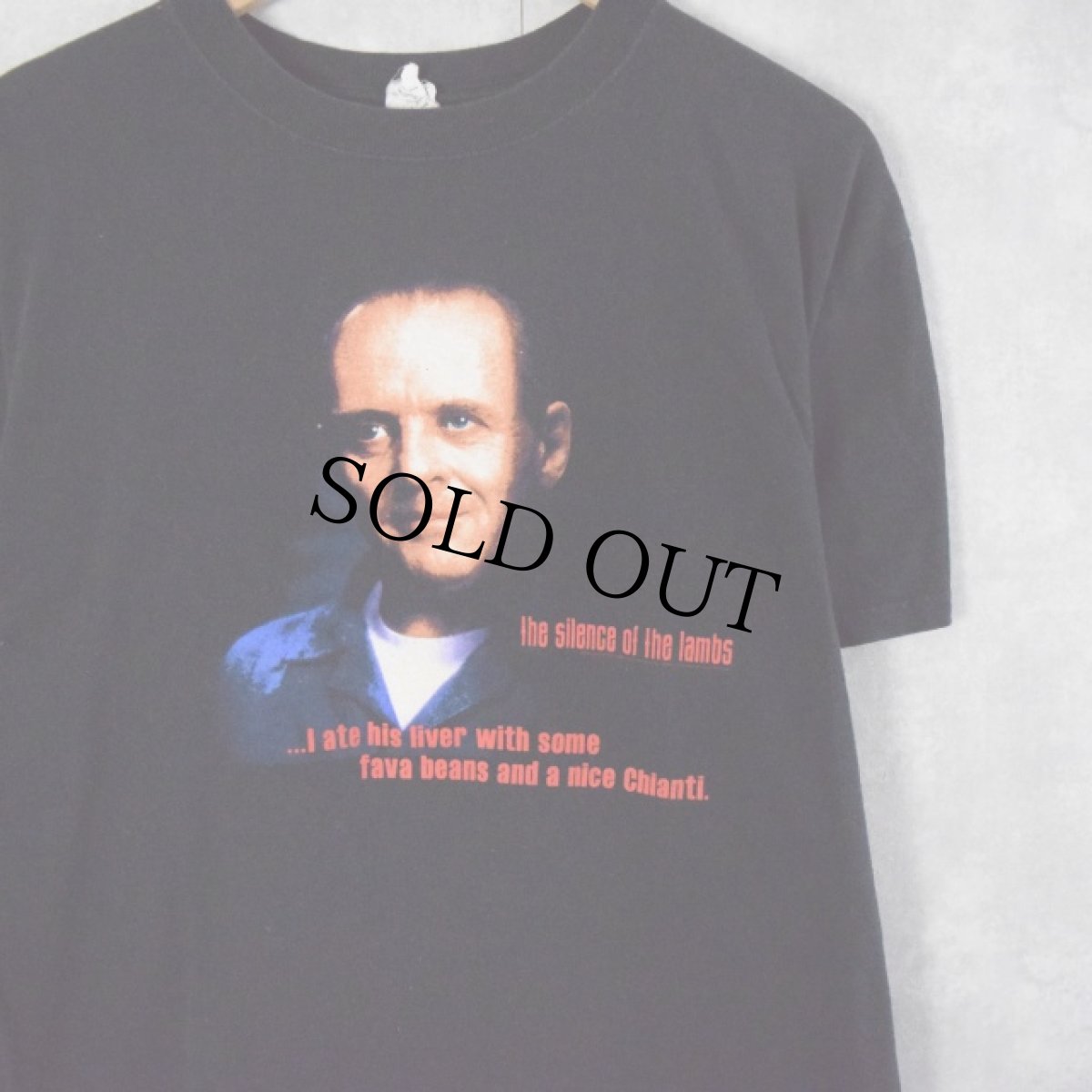 画像1: THE SILENCE OF THE LAMBS "...I ate his liver with some..." ホラー映画プリントTシャツ L (1)