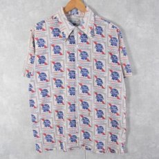 画像1: 70's Pabst Blue Ribbon USA製 ビールメーカー ロゴ総柄シャツ L (1)
