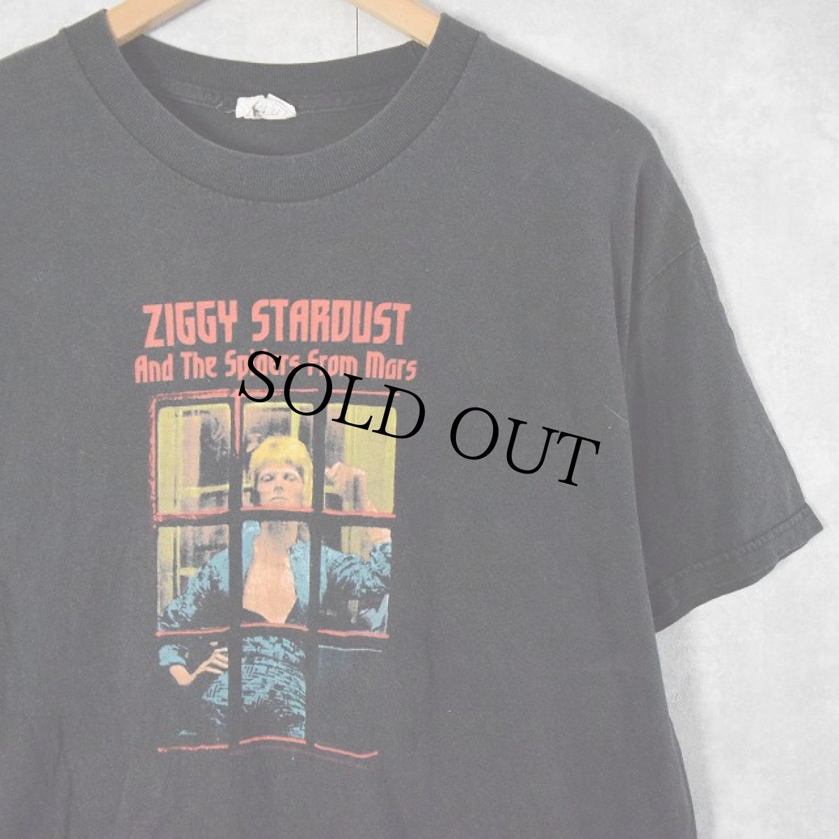 画像1: 2000's David Bowie "ZIGGY STARDUST And The Spiders From Mars" ロックミュージシャンプリントTシャツ L (1)