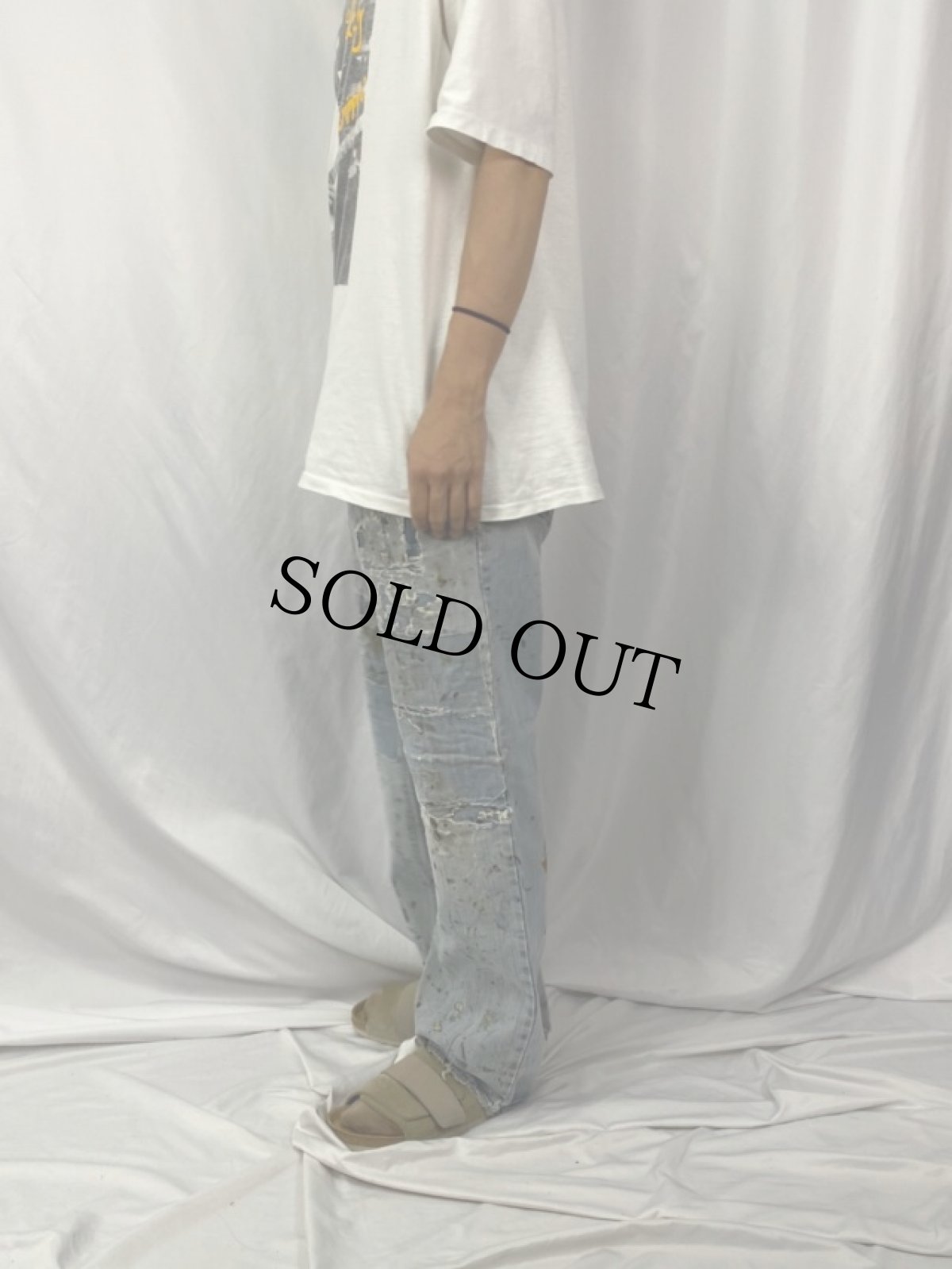 画像3: ARIZONA JEAN CO. パッチワーク×ペンキペイント デニムパンツ W35 (3)