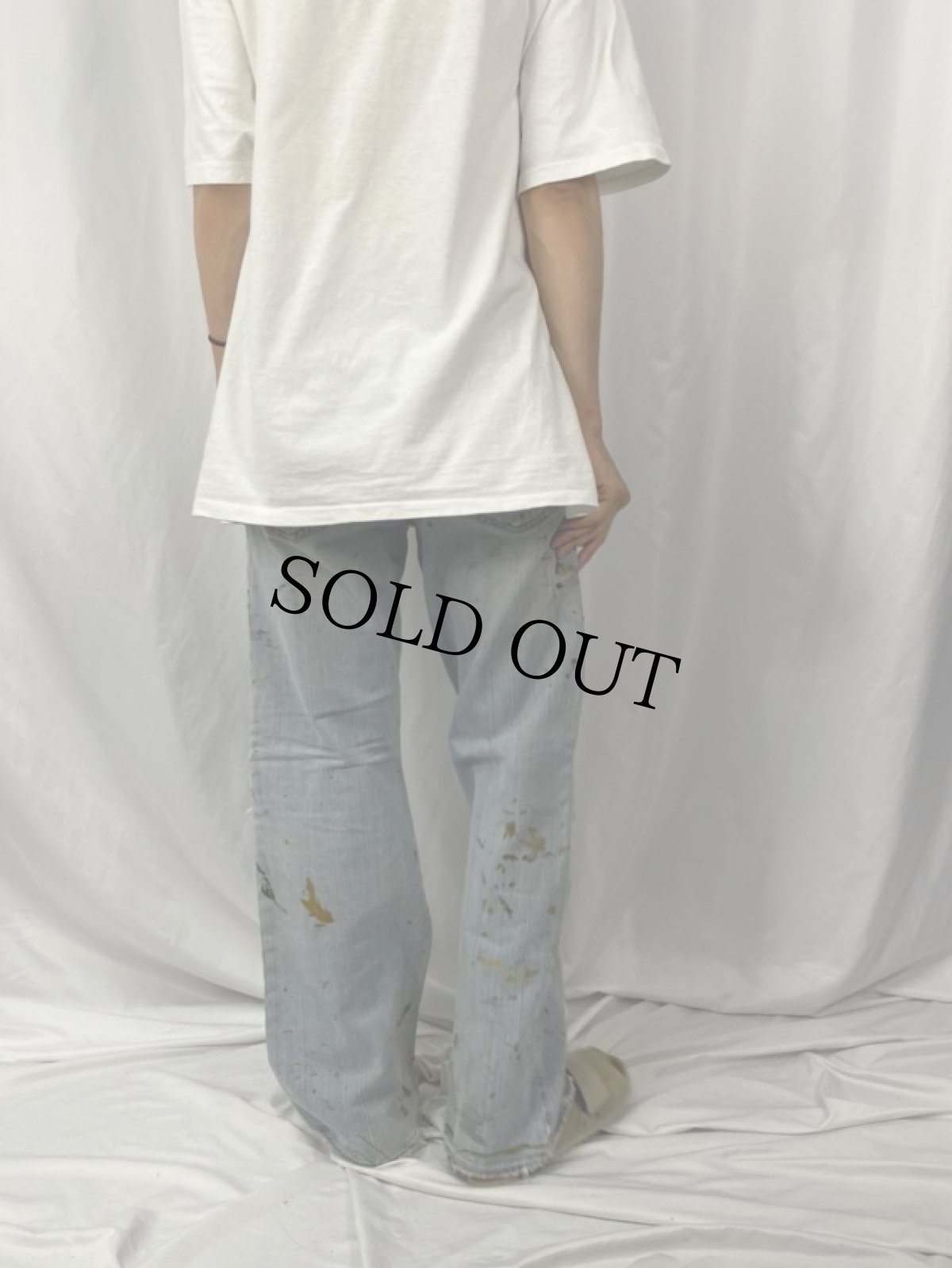 画像4: ARIZONA JEAN CO. パッチワーク×ペンキペイント デニムパンツ W35 (4)