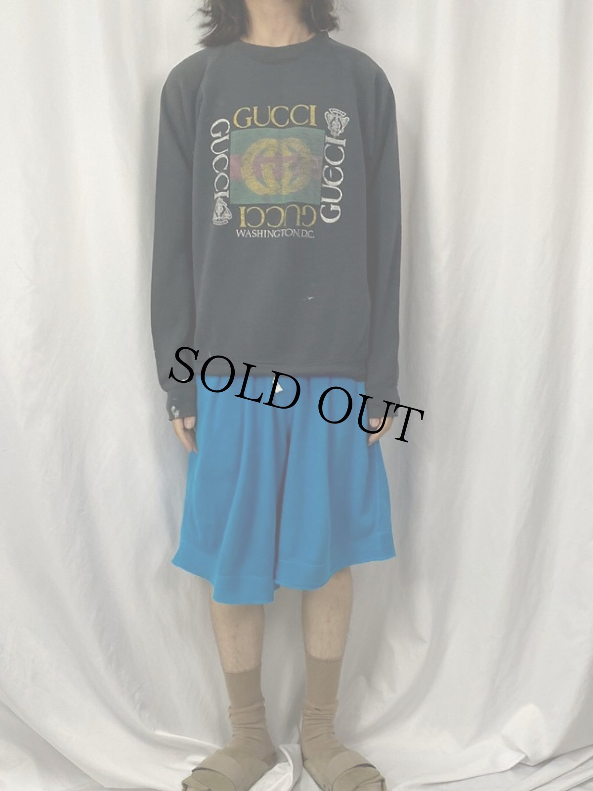 画像2: 90's USA製 ブート GUCCI ロゴプリントスウェット XL (2)