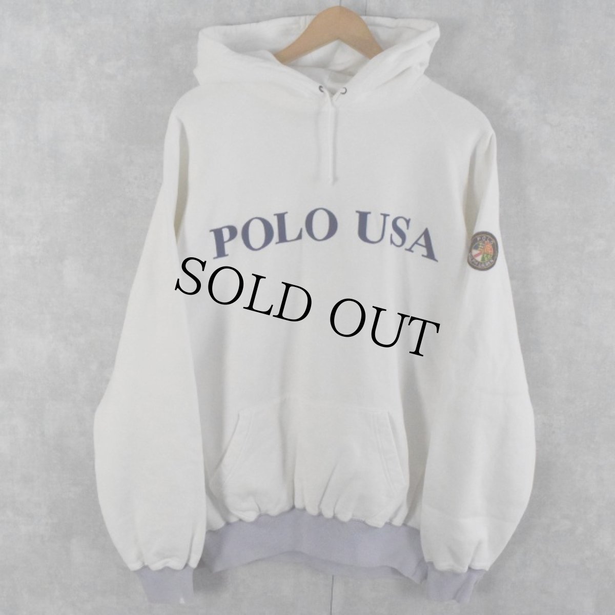 画像1: POLO Ralph Lauren "POLO USA" クッキーパッチ付き スウェットフーディ XL (1)