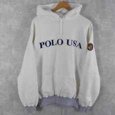 画像1: POLO Ralph Lauren "POLO USA" クッキーパッチ付き スウェットフーディ XL (1)