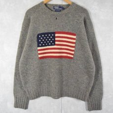 画像1: POLO Ralph Lauren 星条旗柄 ウールニットセーター L (1)