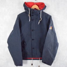 画像1: 90's POLO Ralph Lauren 64クロス クッキーパッチ付きパーカー M NAVY (1)