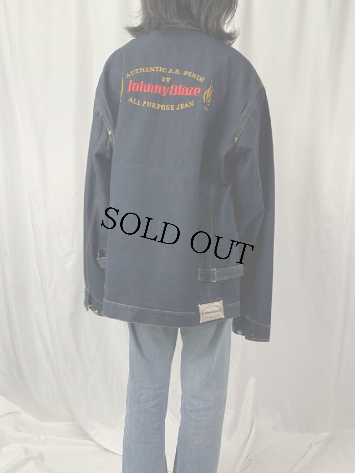 画像5: Jonny Blaze ロゴ刺繍 ヒップホップブランドデニムジャケット XXL (5)