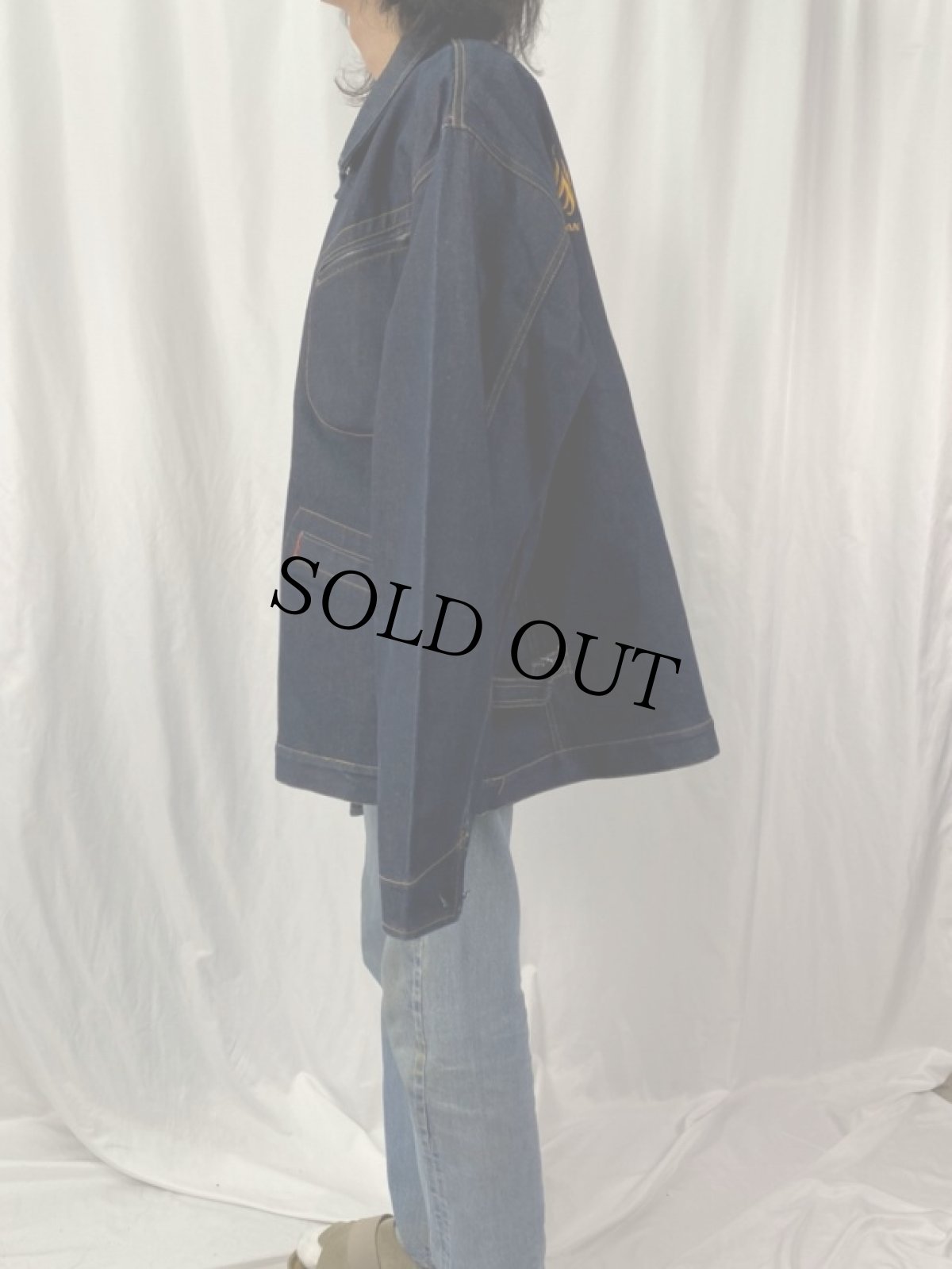 画像4: Jonny Blaze ロゴ刺繍 ヒップホップブランドデニムジャケット XXL (4)