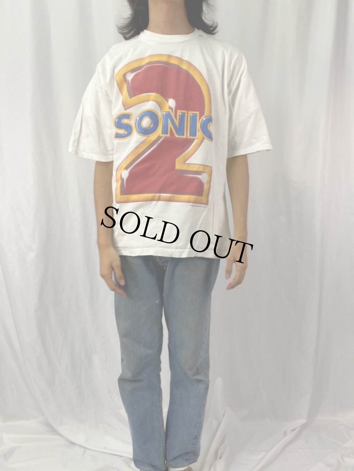 画像2: 90's SONIC "THE HEDGEHOG2" ゲームキャラクタープリントTシャツ XL (2)