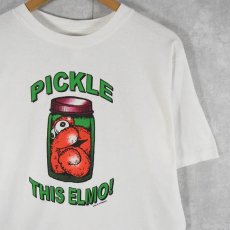 画像1: 90's USA製 "PICKLE THIS ELMO" キャラクターパロディプリントTシャツ L (1)