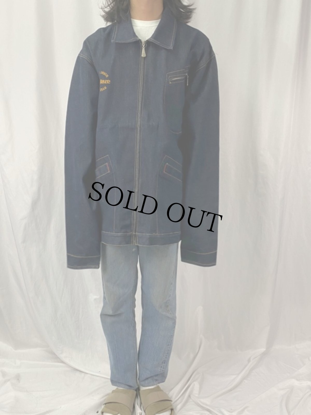 画像3: Jonny Blaze ロゴ刺繍 ヒップホップブランドデニムジャケット XXL (3)