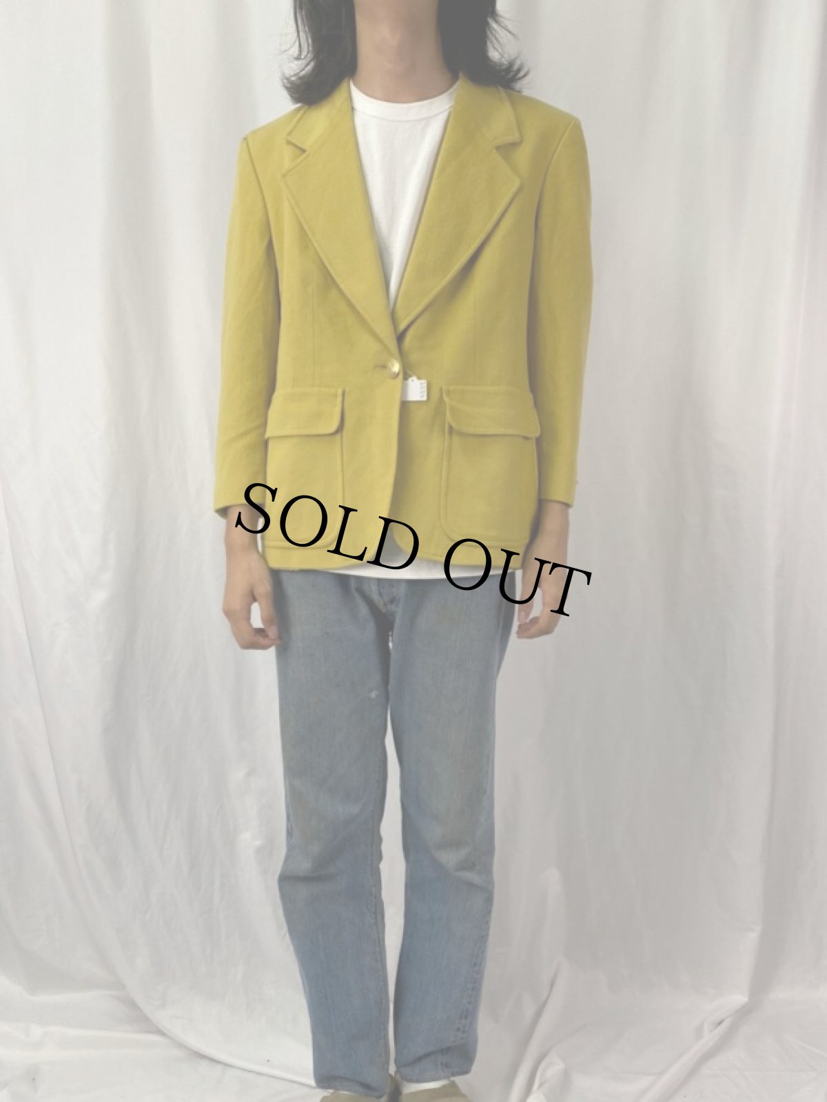 画像2: 80's GUCCI カシミア混 メルトンテーラードジャケット SIZE44 (2)