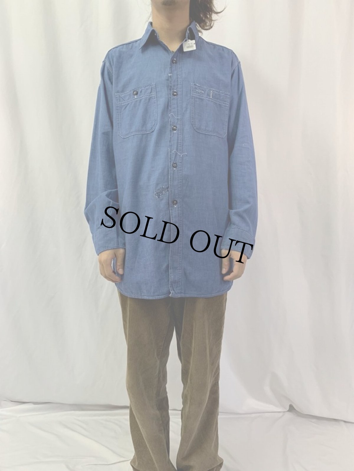 画像2: 50's Sears マチ付き “ベタシャン” ワークシャツ (2)