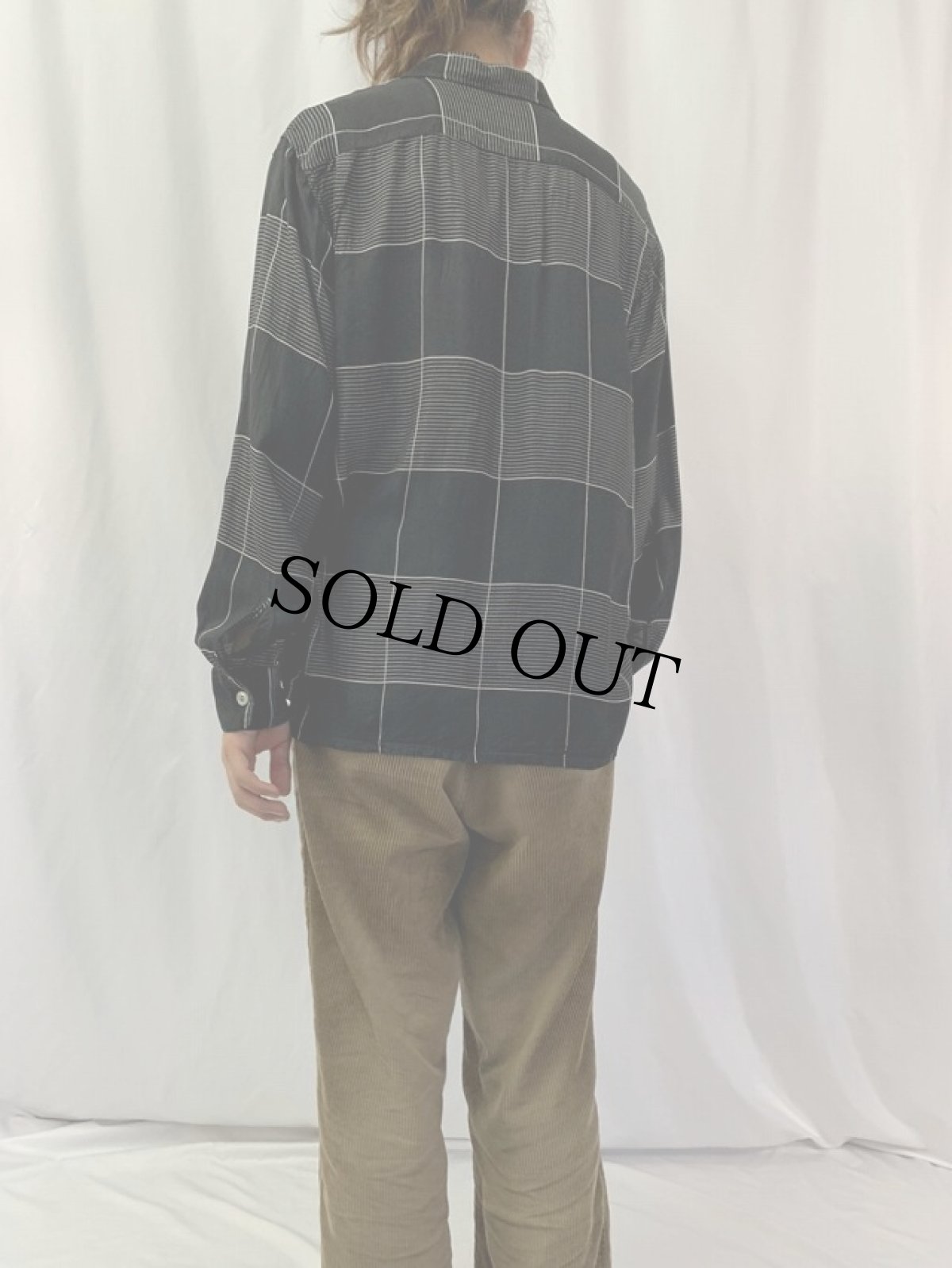 画像4: 60's Marlboro 格子柄 オープンカラーシャツ BLACK L (4)