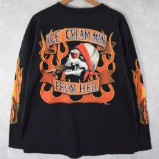 画像1: ICE CREAM MAN FROM HELL バイカープリント ヘンリーネックロンT XL (1)