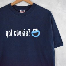 画像1: 2000's COOKIE MONSTER "got cookie?" キャラクターパロディプリントTシャツ L (1)