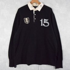 画像1: POLO Ralph Lauren "CLASSIC FIT" スカルワッペン 長袖ポロシャツ BLACK L (1)