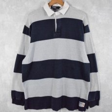 画像1: POLO Ralph Lauren ボーダー柄 ラガーシャツ L (1)