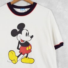 画像1: 90's Disney "MICKEY MOUSE" USA製 キャラクターリンガーTシャツ L (1)