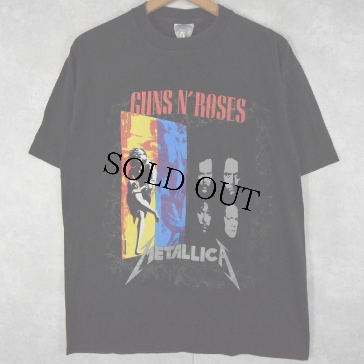 画像1: 90's GUNS N' ROSES×METALLICA USA製 ロックバンドツアーTシャツ L (1)