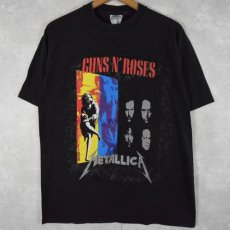 画像1: 90's GUNS N' ROSES×METALLICA USA製 ロックバンドツアーTシャツ L (1)