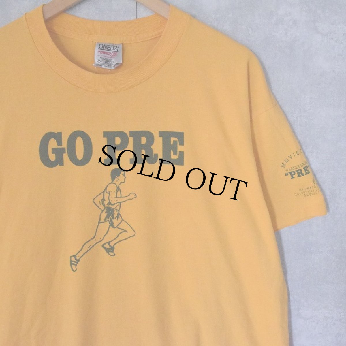 画像1: 90's "GO PRE" ランナープリントTシャツ XL (1)