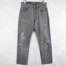 画像1: 80's Levi's 501 USA製 ペイント ブラックデニムパンツ W30 (1)