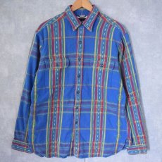 画像1: Ralph Lauren RLX チェック柄 マチ付きヘビーネルシャツ L (1)