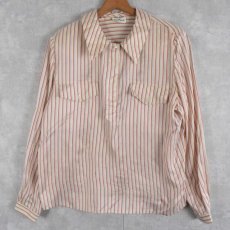 画像1: 90's GIORGIO ARMANI Neiman Marcus別注 ストライプ柄 シルクプルオーバーシャツ SIZE 46 (1)