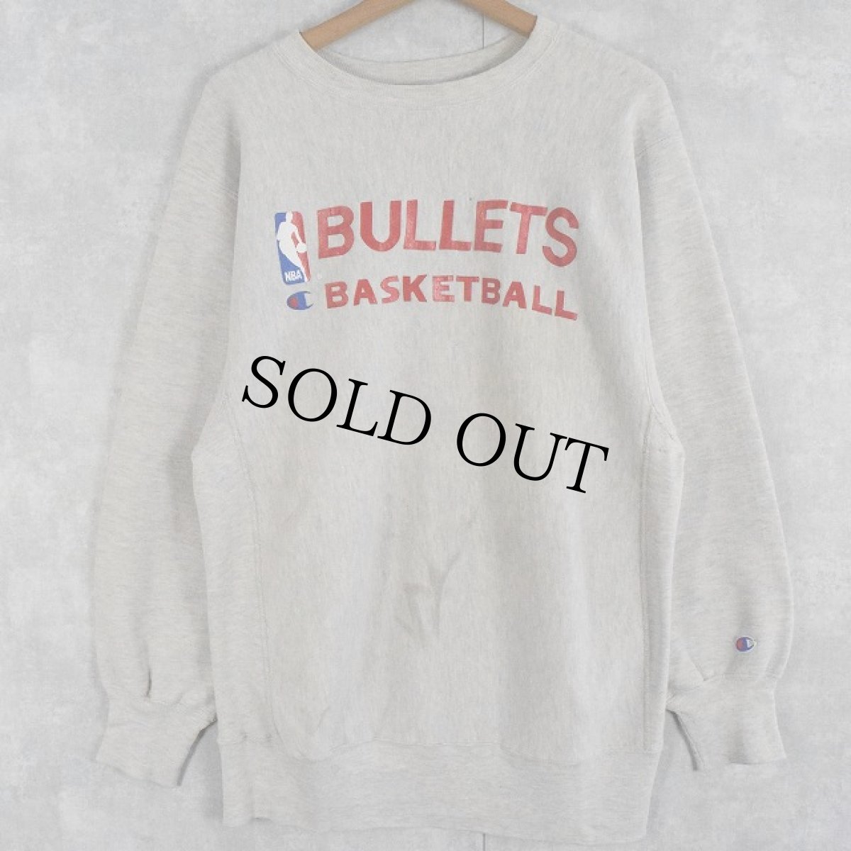 画像1: 90's Champion REVERSE WEAVE USA製 "BULLETS BASKETBALL" NBAチームロゴプリントスウェット XL (1)