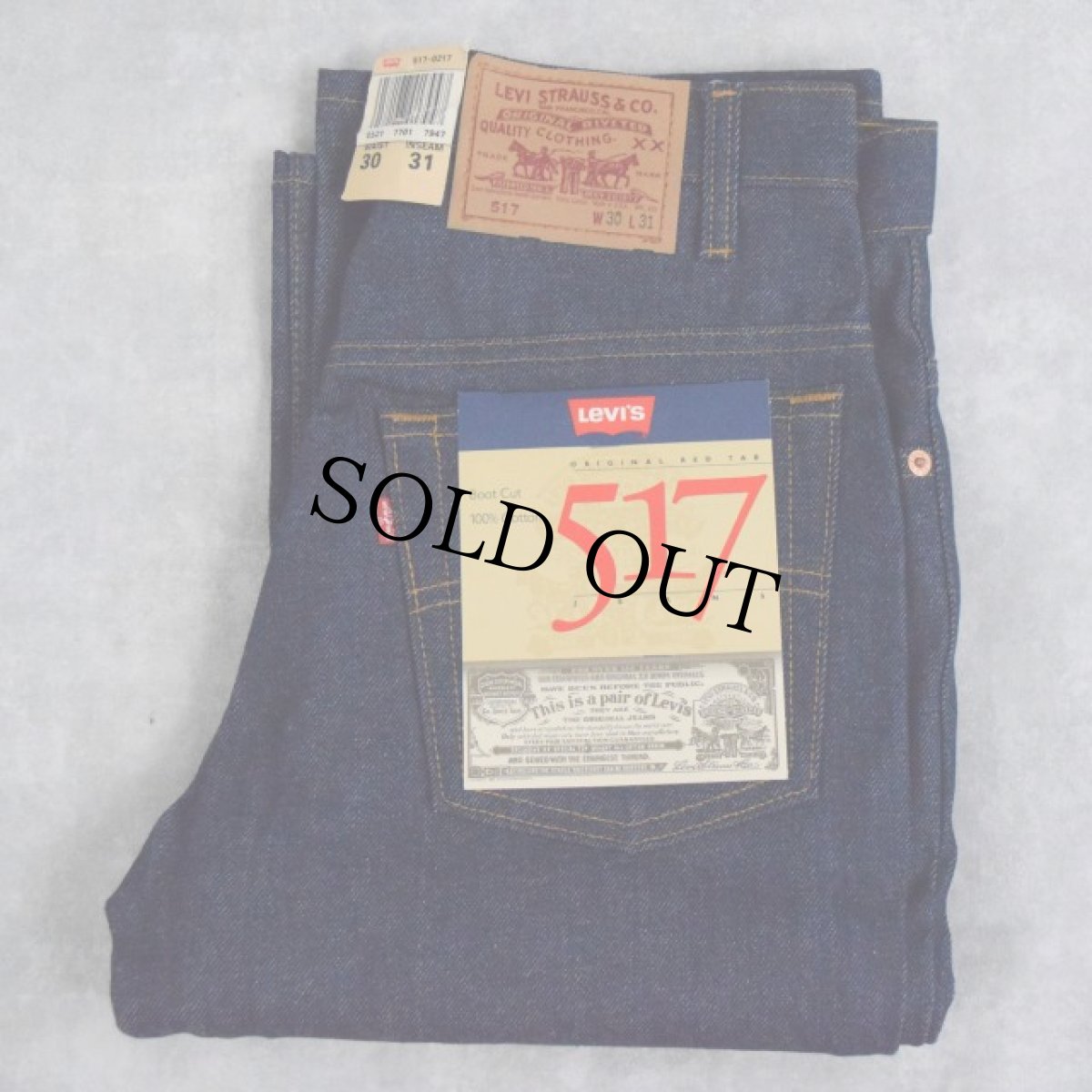 画像1: 80's Levi's 517 USA製 ブーツカットデニムパンツ フラッシャー付きDEADSTOCK W31 (1)