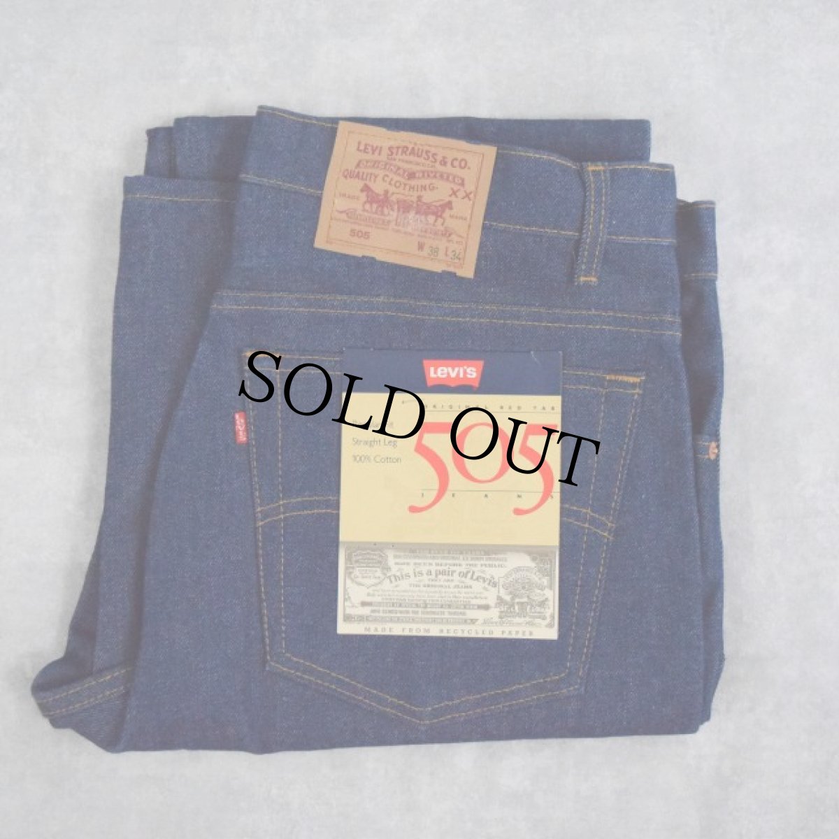 画像1: 90's Levi's 505 USA製 デニムパンツ フラッシャー付きDEADSTOCK W39 (1)