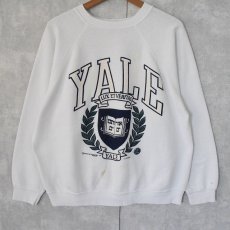 画像1: 80's Tultex USA製 "YALE" カレッジプリント ラグランスウェット L (1)