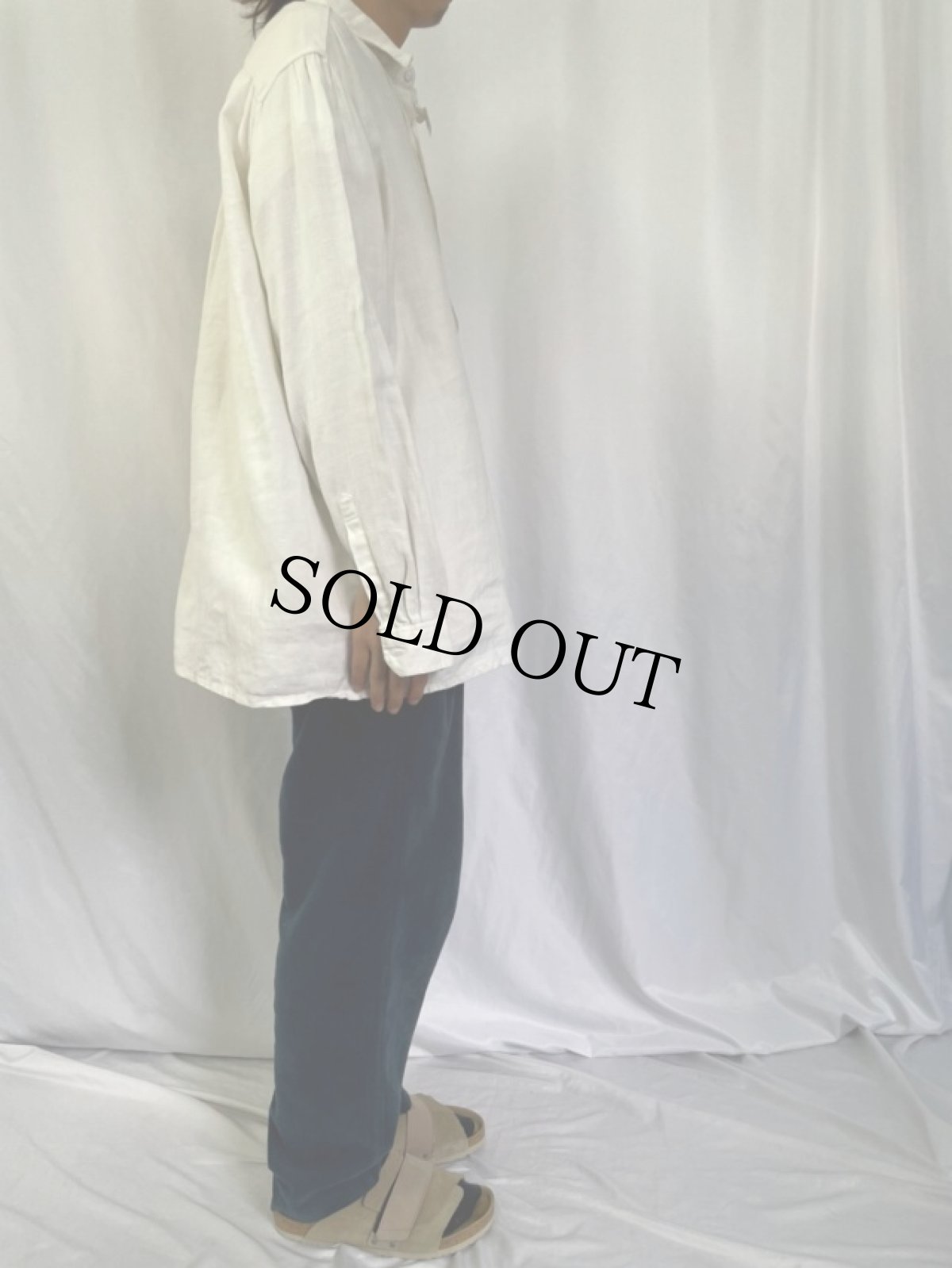 画像3: 60's EURO "糸ボタン" リネンスモックシャツ (3)