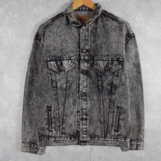 画像1: 80's Levi's 57508-0256 USA製 ケミカルウォッシュ ブラックデニムジャケット XL (1)