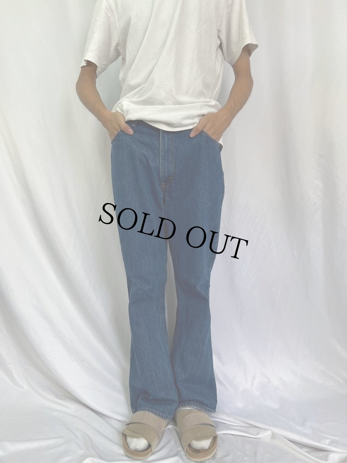 画像2: 80's Levi's 646-0217 オレンジタブ ベルボトムデニムパンツ W35 (2)