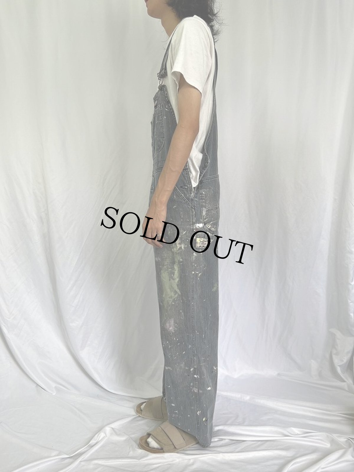 画像3: Dickies USA製 ペンキペイント ヒッコリーストライプ柄 オーバーオール (3)