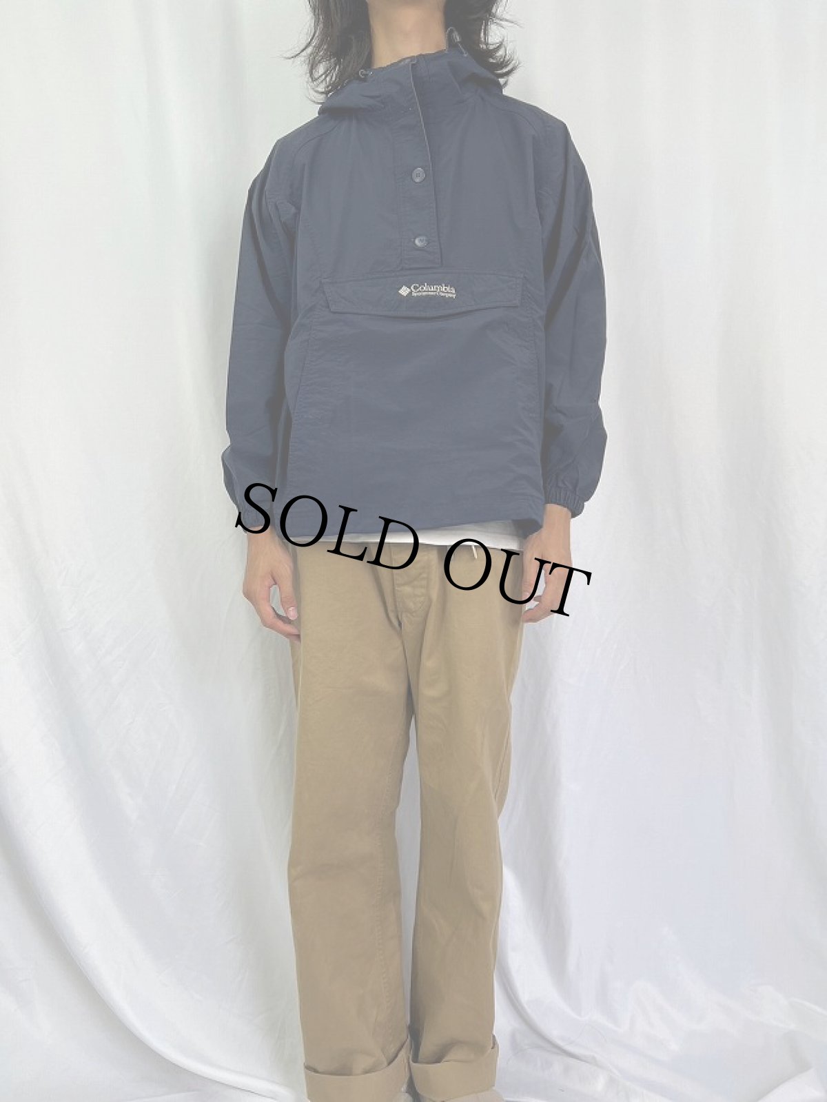 画像2: Columbia ナイロンアノラックパーカー L NAVY (2)