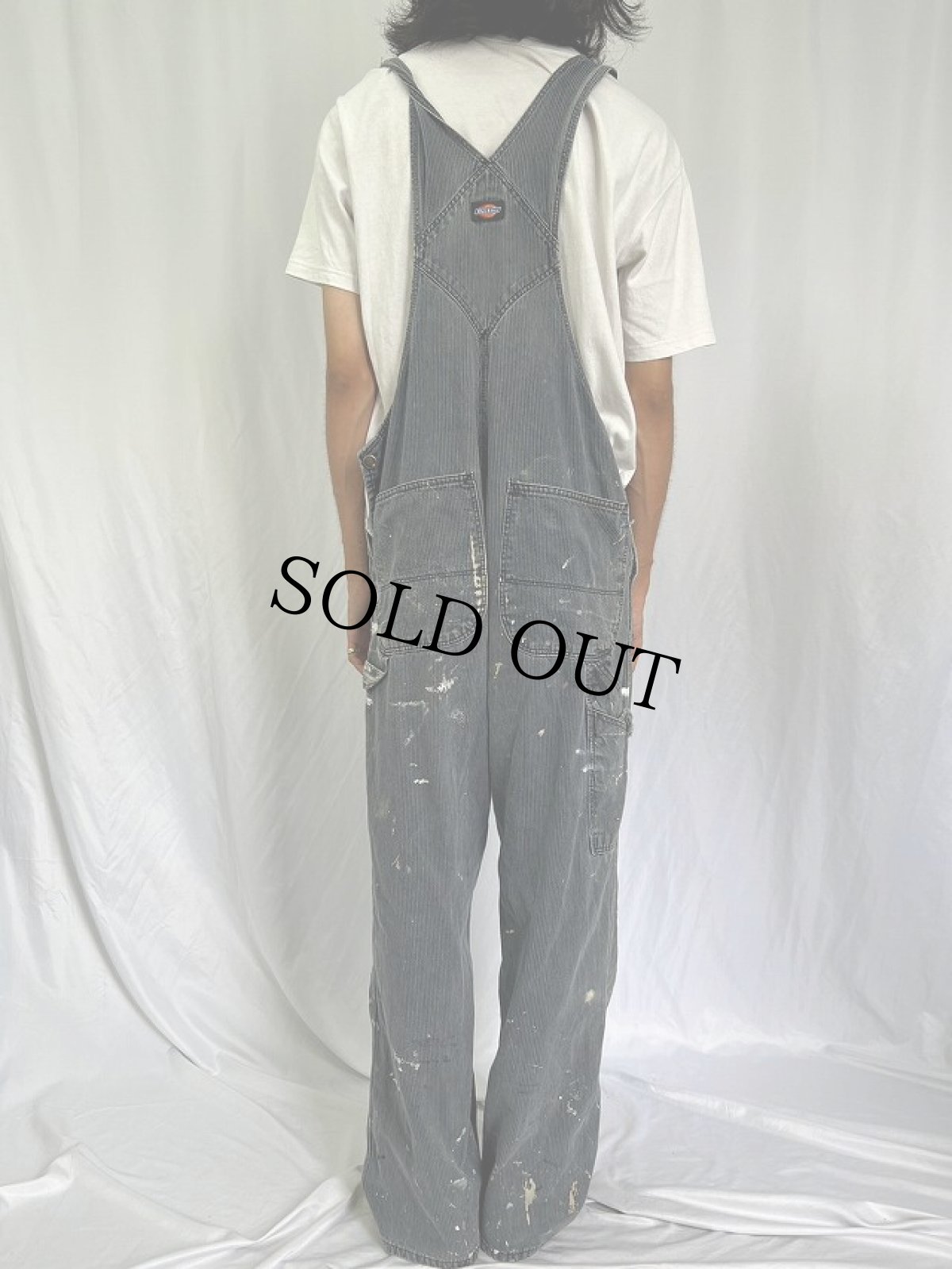 画像4: Dickies USA製 ペンキペイント ヒッコリーストライプ柄 オーバーオール (4)