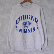 画像1: 90's USA製 "COUGAR SWIMMING" プリントスウェット L (1)