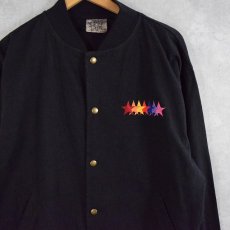 画像1: 90's CANADA製 星刺繍 コットンツイルスタジャン BLACK M (1)