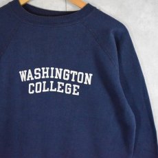 画像1: 70〜80's Champion USA製 バータグ "WASHINGTON COLLEGE" プリントラグランスウェット L (1)