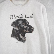 画像1: 90's USA製 "Black Lab" 犬プリントスウェット XL (1)