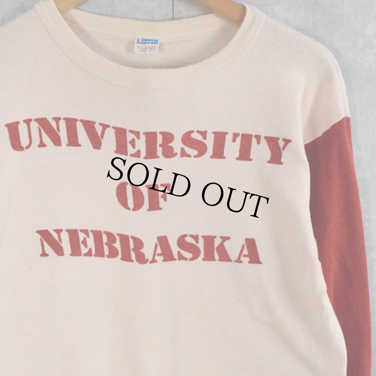画像2: 70〜80's Champion USA製 バータグ "UNIVERSITY OF NEBRASKA" ロンT XL (2)