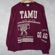 画像1: 90's TAMU AGGIES USA製 マルチプリントスウェット XL (1)