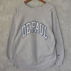 画像1: 90's Champion REVERSE WEAVE USA製 "DE PAUL" プリントスウェット XL (1)