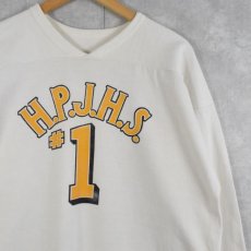 画像1: 70〜80's RUSSELL ATHLETIC "H.P.J.H.S. #1" プリントフットボールロンT XL (1)