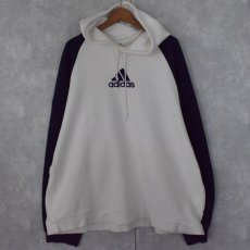 画像1: adidas ロゴ刺繍 スウェットフーディ－ XL (1)